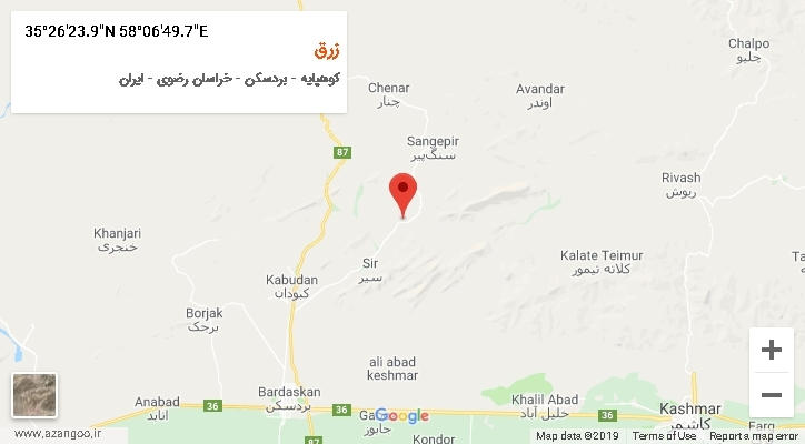 روستای زرق بر روی نقشه