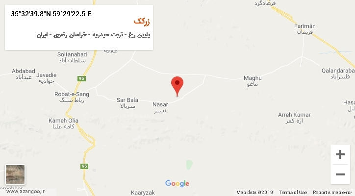 روستای زرکک بر روی نقشه