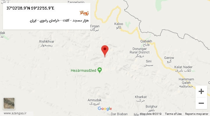 روستای زوبالا بر روی نقشه