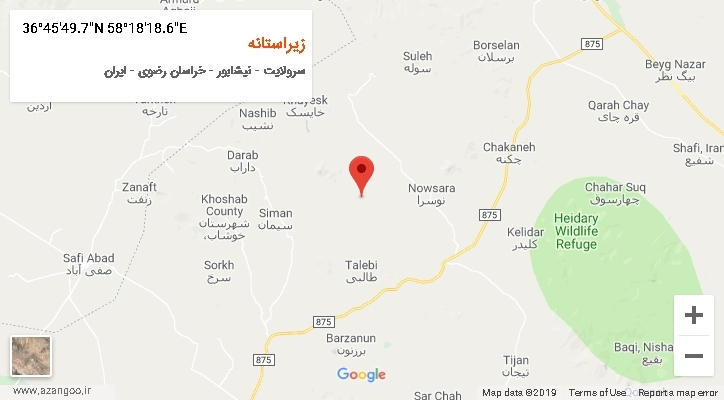 روستای زیراستانه بر روی نقشه