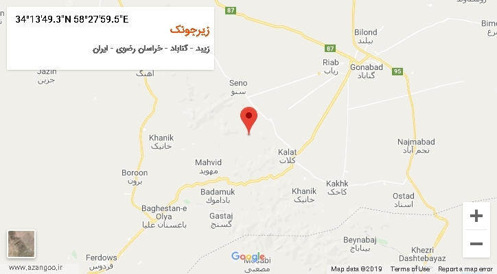 روستای زیرجونک بر روی نقشه