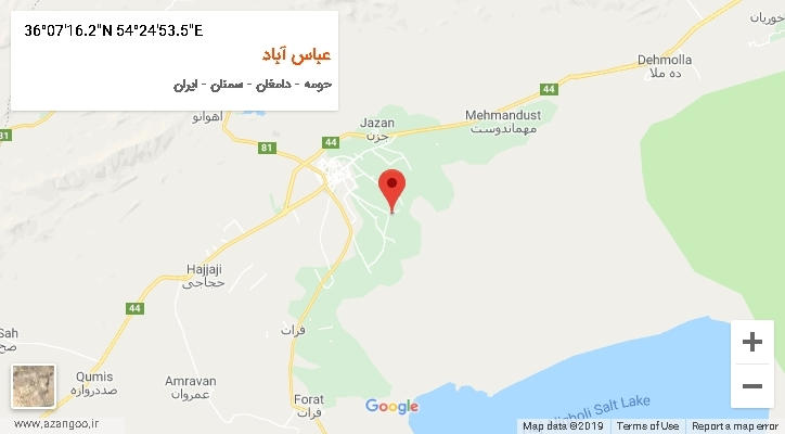 روستای عباس آباد بر روی نقشه