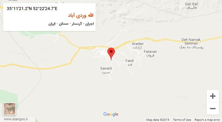 روستای الله وردی آباد بر روی نقشه