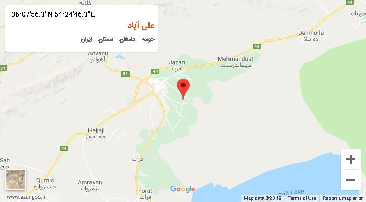 روستای علی آباد بر روی نقشه