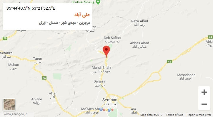 روستای علی آباد بر روی نقشه