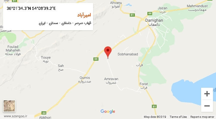 روستای امیرآباد بر روی نقشه