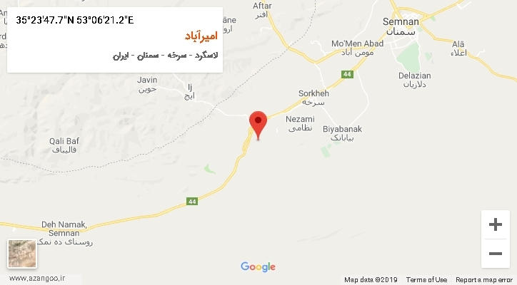 روستای امیرآباد بر روی نقشه