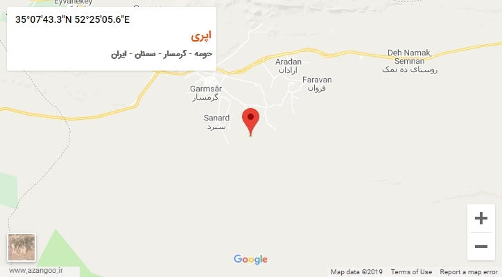 روستای اپری بر روی نقشه