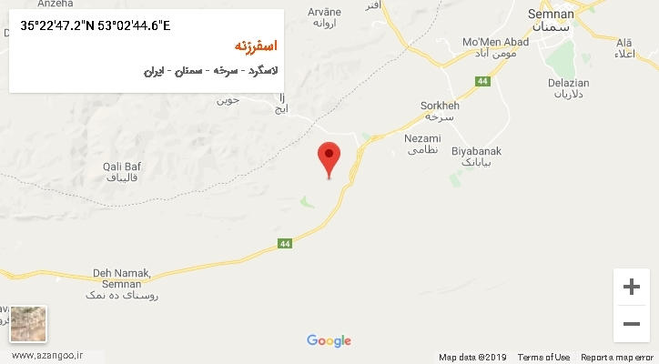 روستای اسفرزنه بر روی نقشه