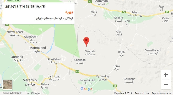 روستای بهورد بر روی نقشه