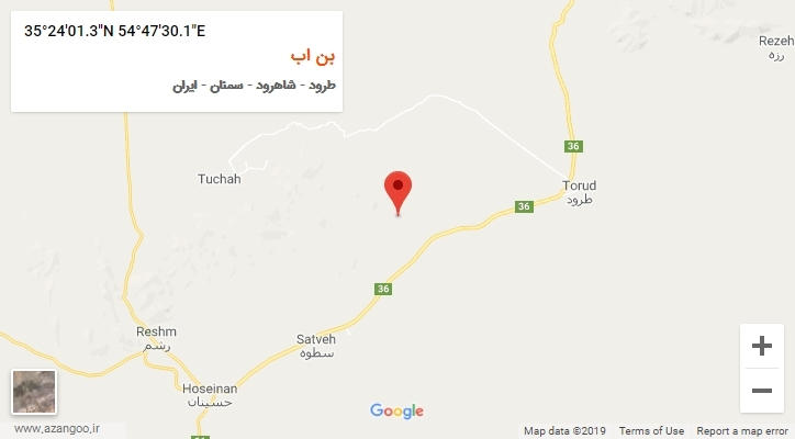 روستای بن اب بر روی نقشه