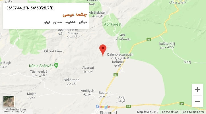 روستای چشمه عیسی بر روی نقشه