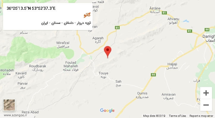 روستای گانو بر روی نقشه