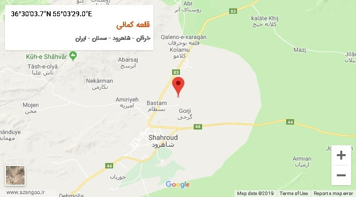 روستای قلعه کمالی بر روی نقشه