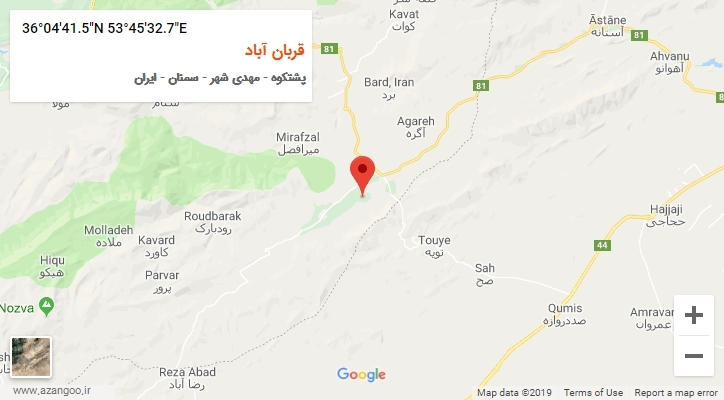 روستای قربان آباد بر روی نقشه