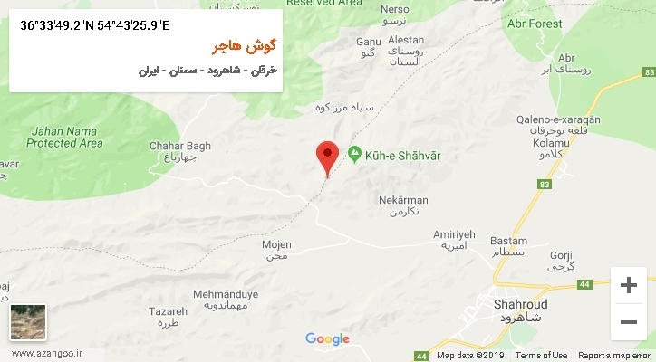 روستای گوش هاجر بر روی نقشه