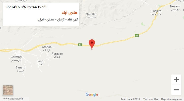 روستای هادی آباد بر روی نقشه