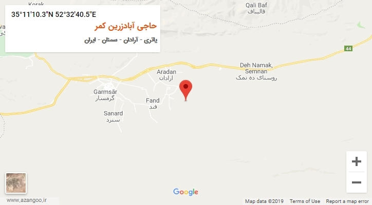 روستای حاجی آبادزرین کمر بر روی نقشه