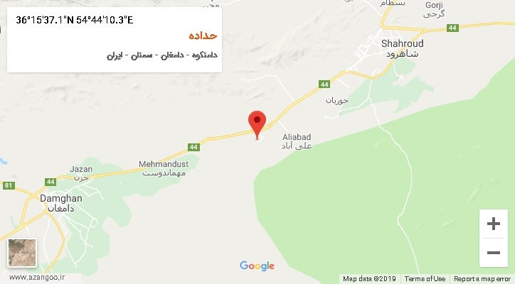 روستای حداده بر روی نقشه