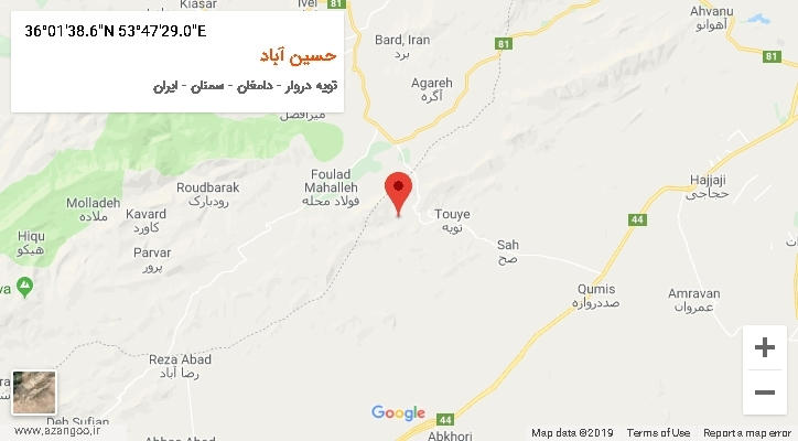 روستای حسین آباد بر روی نقشه