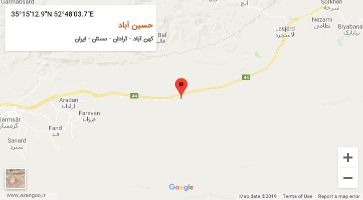 روستای حسین آباد بر روی نقشه