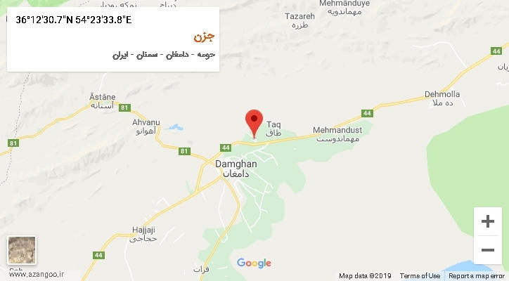 روستای جزن بر روی نقشه