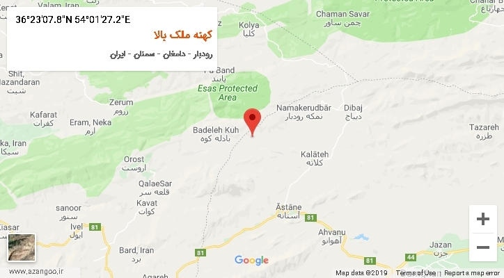 روستای کهنه ملک بالا بر روی نقشه