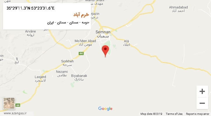روستای خرم آباد بر روی نقشه