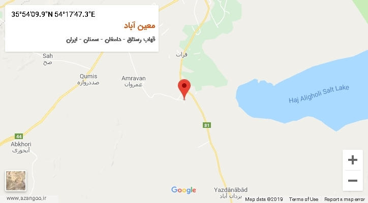 روستای معین آباد بر روی نقشه