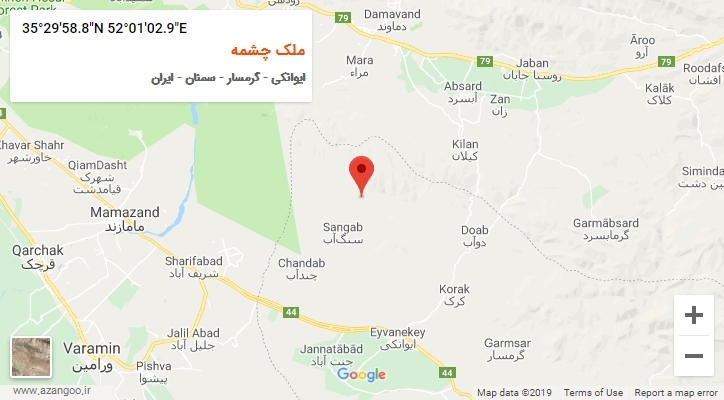 روستای ملک چشمه بر روی نقشه