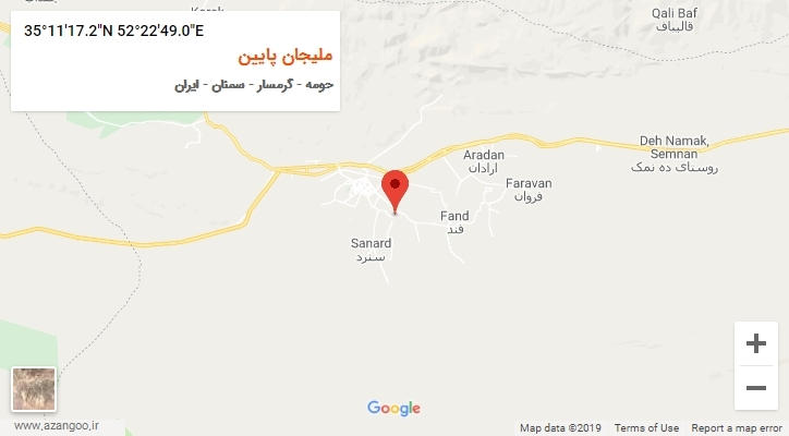 روستای ملیجان پایین بر روی نقشه