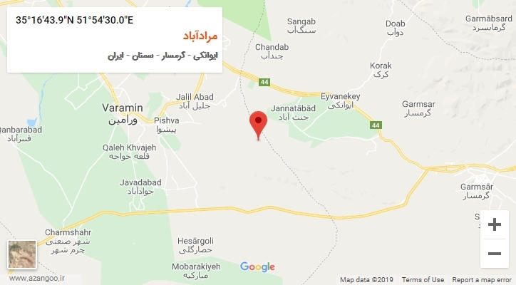 روستای مرادآباد بر روی نقشه