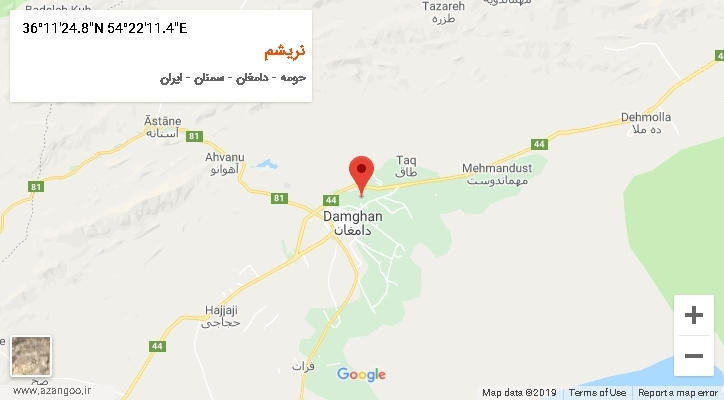 روستای نریشم بر روی نقشه