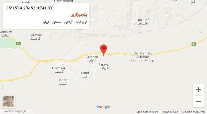 روستای پنجهزاری بر روی نقشه