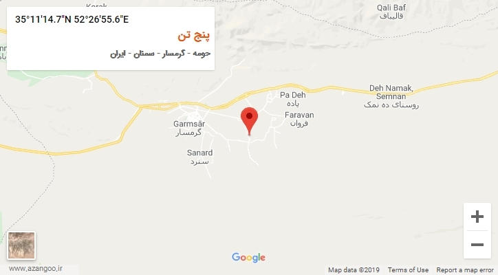 روستای پنج تن بر روی نقشه