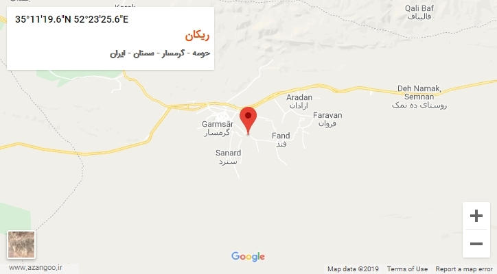 روستای ریکان بر روی نقشه