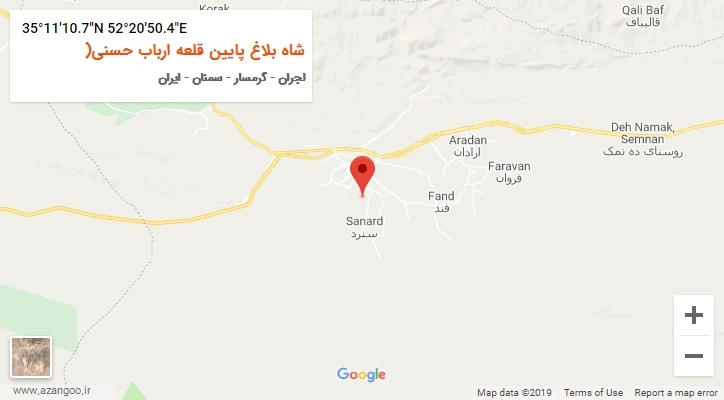 روستای شاه بلاغ پایین قلعه ارباب حسنی( بر روی نقشه