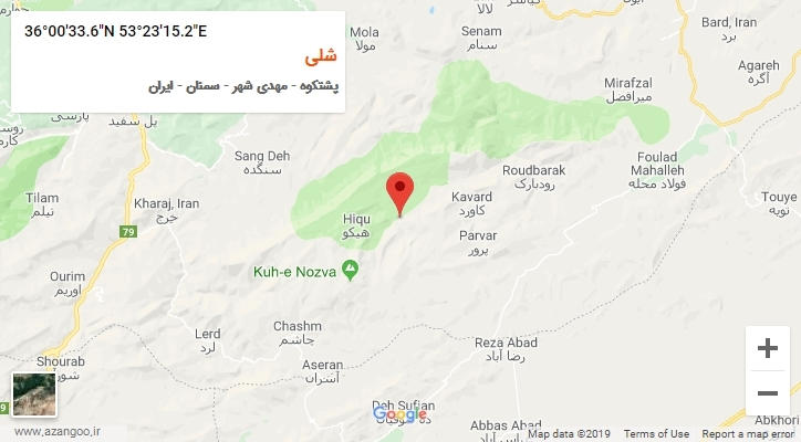 روستای شلی بر روی نقشه