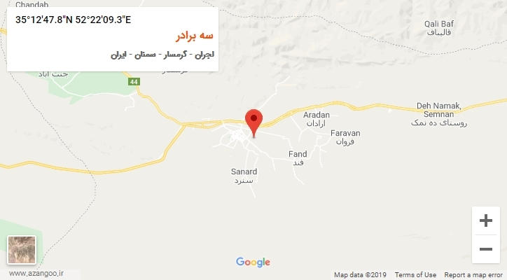 روستای سه برادر بر روی نقشه