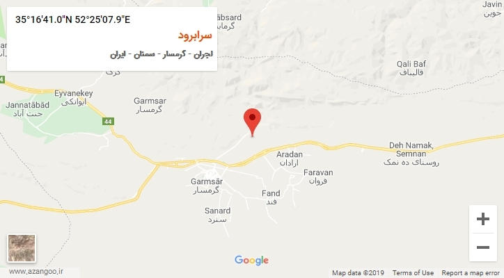 روستای سرابرود بر روی نقشه