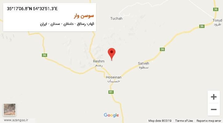 روستای سوسن وار بر روی نقشه