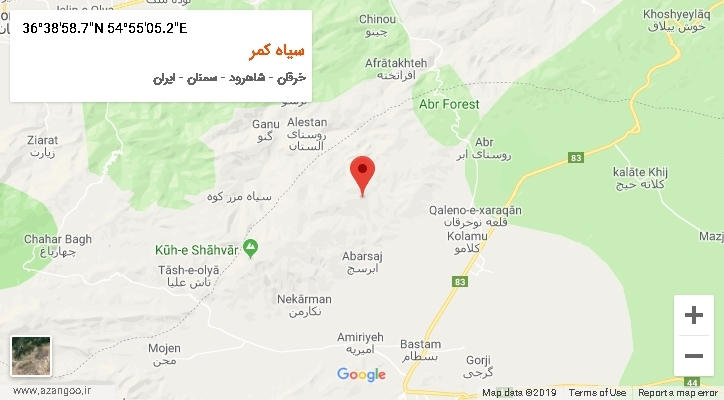 روستای سیاه کمر بر روی نقشه