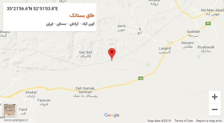 روستای طاق بستانک بر روی نقشه