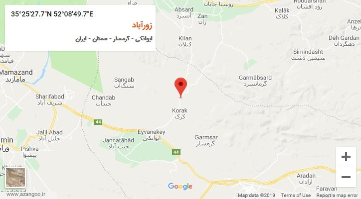 روستای زورآباد بر روی نقشه