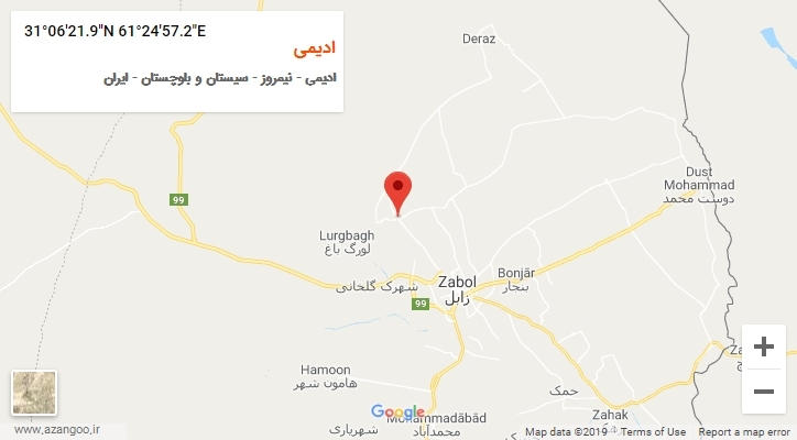 روستای ادیمی بر روی نقشه