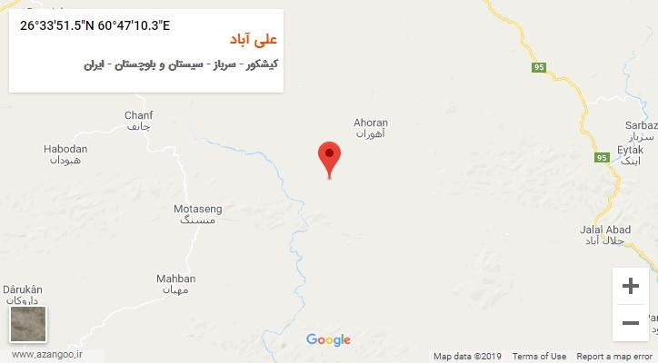 روستای علی آباد بر روی نقشه