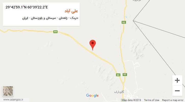 روستای علی آباد بر روی نقشه