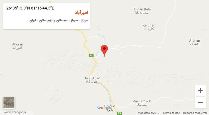 روستای امیرآباد بر روی نقشه
