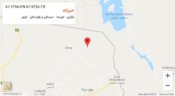 روستای امیرآباد بر روی نقشه