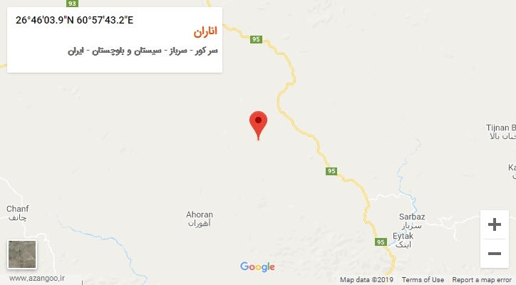 روستای اناران بر روی نقشه